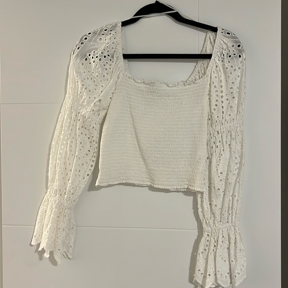 Dynamite Long Sleeve Ruffle Eyelet top - Picture 2 of 3